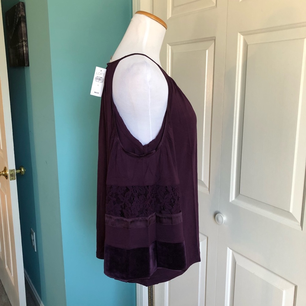 LOFT Velvet Lace Cold Shoulder Top. - Picture 7 of 8